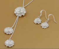 conjunto plata ley 925mm pendientes y colgante