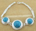 pulsera plata de ley 925mm y turquesa natural
